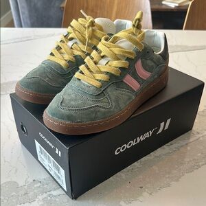 Coolway Olive and Blush Sneakers with Mustard Laces